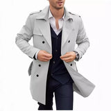 New Autumn And Spring Men's Coat In The Long Double Buckle Casual Wind Jacket Cardigan