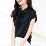 Female 2025 Summer New Short-Sleeved Fashion Doll Collar High-End Temperament Mulberry Silk Jacket