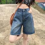 Zingj Hong Kong Style Wide-Leg Denim Shorts Women's Summer 2023 New Loose Straight Leg Five Split Pants High Waist Show Thin