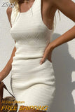 Women Sexy Cutout Knitted Dress Casual Stripe Contrast Color Ribbed Print Sleeveless Backless Bodycon Beach Smock