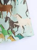 Women's Horse Print Long-Sleeved Dress Dress