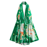 Women's Explosive Print Collar With Bare Back Hanging Neck