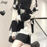 Sweaters Women Chic Hollow Out BF Harajuku Loose Long Sleeve Schoolgirls Pullover All-match Autumn Stylish Teens
