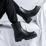 2025 New Square Head Thick Bottom Male Rear Zipper Youth Low Tube Medium Heel High Top Martin
