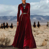Elegant Autumn And Winter Long Sleeve Western Velvet