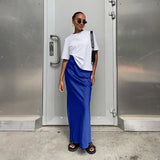 Zingj And Summer New Simulation Silk Skirt Satin Bread Hip Skirt Women Casual Color Tintail