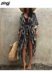 Beach Cover Ups for Swimwear Women Blouse Black Tie Dye Swimsuit Cape Casual Loose 2023Beachwear Outfits