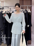 Xixi 2025 Summer Sunscreen Loose Long-Sleeved Hollow Knitted Shirt Oversize Sweater