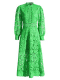 Design Heavy Industry Embroidery A-Word Dress 2025 Summer New Fashion Elegant Hollow Bubble Sleeve Dress