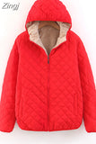 Women Autumn Winter Parkas Coat Jackets Female Lamb Hooded Plaid Long Sleeve Warm Winter Jacket S~3XL casaco