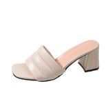 Heel Sandals Outside Wear Female 2025 Summer New Versatile French Simple Casual Versatile Thick With One