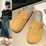 Britain Birkens Shoes Women 2025 New Spring And Autumn Thick Bottom Boken Half Slippers Outside Wearing A Foot Pedal Lazy