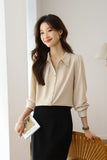 2025 New Solid Color Repair Body Clothes Thin Fashion Shirt Elegant Commute OL Chiffon