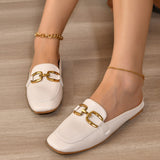 2025 Metal Buckle Bales Slippers Women Korean Wind Lazy One Foot Pedal Fashion Simple Women's Cool
