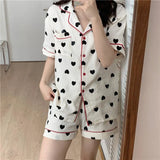 Sets Women Geometric Design Temper Baggy Short Sleeve Cozy Summer Casual Homewear Chic New Simple Fashion Classic Ulzzang 211-1-Outfit