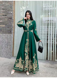 Court Style Trumpet Long Sleeve Clapping Waist Single Buckle A Word Positioning Print Dress Dress Dress