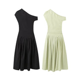 New High-Rise Slim Slim Solid Color Asymmetric Long