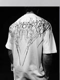 Summer Demon Cross Print Short-Sleeved T-Shirt Stranded Trousers Round Collar Men's Top