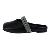 Version Of Soft Leather Baotou Woman 2025 Spring And Summer New Water Drill Buckle Flat Bottom Shoes Wearing Slippers
