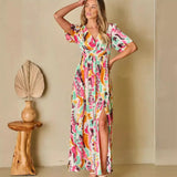 Women's Open-Sleeved Dress Print With Large Dress Dress Women