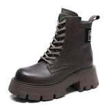Head Layer Of Cow Skin Thick And Thick Bottomed Pine Cake Boots Handsome British Style Retro Martin Boots Women Height