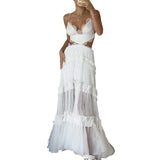 Zingj 2023 New Sexy Home Sling Lace See-Through Hole Dress-Outfit