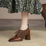 British Wind High Heel Deep Mouth Single Shoes Women In The Autumn Of 2025 New Retro Fashion Coarse Lace Leather