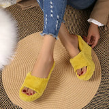 2025 New Hairy Slippers Loose Pastry Slope And Slippers Fashion Outdoor Women's