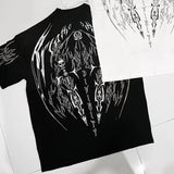 Summer Demon Cross Print Short-Sleeved T-Shirt Stranded Trousers Round Collar Men's Top