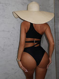 Zingj New Conjoined Bikini Solid Color Hollowed-In Banded Swimsuit