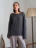 Zingj Sweater 2024 Spring / Summer New Female Perspective Thin Big Round Collar Horn