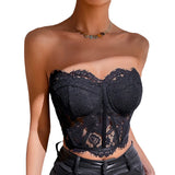 2025 New Autumn Black Female Corset Fish Bone Lace Vest