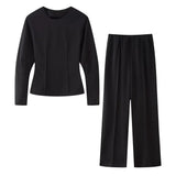 2025 Women's New Fashion Casual Suit Long Sleeve Top Casual Trousers Two