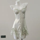 New Sexy Pajamas Women Summer Pure Desire Sling Skirt With Chest Cushion Ice Silk Satin Spring And Summer High-End