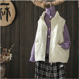 Down Jacket Vest Jacket Female 2024 Spring And Autumn New Korean Version Of White Duck Velvet Loose Horse Clip Vest Stand Collar Bread Suit-Outfit