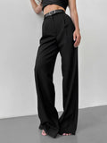 Pants 2025 Spring And Summer New Women's Leisure Temperament Commute Loose Straight Trousers Suit