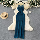 Grid Sling Dress Women's Summer New Folding Coat Wearing Long Body Dressing Vest Burqa