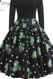 Dot Elegant Party Dresses Women Long Sleeve Winter Dress Big Swing Rockabilly Vintage Dress Casual Christmas