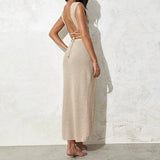 New Hollow Bikini Shirt Small Vest Long Dress Two-Piece T-Shirt With Cross-Beach