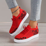 Women 2025 New Leopard Round Head With Flat-Soled Mesh Casual Sports Women's Single