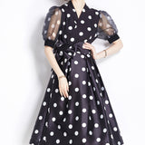 Dress Female High-End Light Luxury Famous Bubble Bubble Sleeve Dress Design Feel Waist Strap Fluffy French