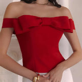 Zingj Summer New Fashion Sexy French Pure Desire Collar Bow Decoration Short