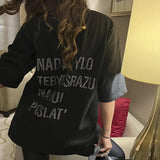 Hot Diamond Large-Size T-Shirt Station Wearing Five-Sleeved Top Tide Brand Loose