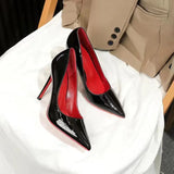 Bed Cannon Shoes Women's Fine Heel 2025 Spring And Autumn 2025 New Black Red-Soled 10 Cm Large-Size Tip Single