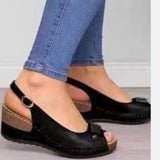 Summer New Women's Shoes Retro Roman High Heel Sandals Comfortable Soft-Soled Fish Mouth Toe