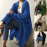 And Winter Long Cardigan Pure Color Women's Knit Fashion Holiday Sweater Coat