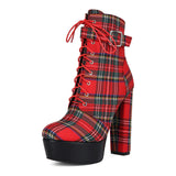 Water Table Thousand Bird Lattice With Thick High And Large Code 47 Female Short Boots