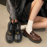 Cake Bottom Large Small Leather Shoes 2025 Spring New British Wind Happy Shoes One Foot Shallow Mouth Round Head Single Shoes