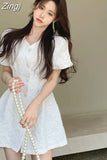 Women Mini Vestidos Romance Backless Chic Tunic Fashion Femme Sweet Summer Holiday French Style Single Breasted