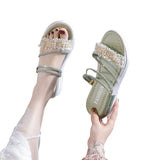 Wear Cold Slippers Diamond Fashion 2025 Summer New Two-Swear Sandals Thick-Soled Loose Cake Height Net Red Slippers